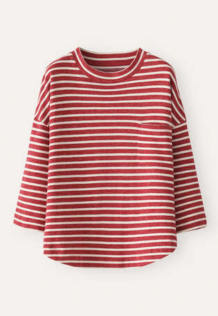 Gestreiftes Top, Cranberry/Creme, webstill