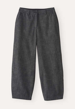 Barrel-Leg-Hose, Grau/Schwarz, webstill