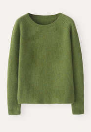 Gerippter Pullover mit Rundhalsausschnitt, Apfelgr&uuml;n, webstill