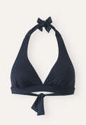Neckholder-Bikini-Oberteil, Petrolblau, webstill