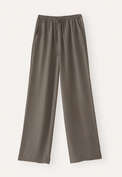 Tunnelzughose mit weitem Bein, Khaki-Taupe, webstill
