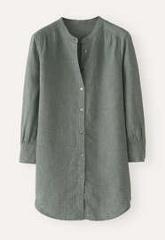 Lange Bluse mit geschwungenem Saum, Dunkles Lorbeer, webstill