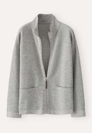 Rei&szlig;verschluss-Strickjacke, Monochrom, webstill