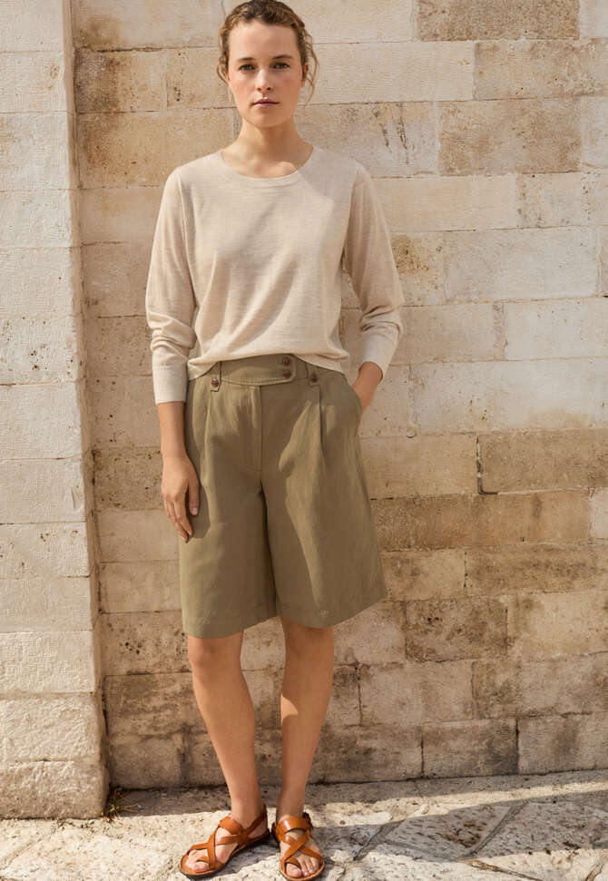 Shorts mit Faltenfront, Bronzeoliv, completeTheLook