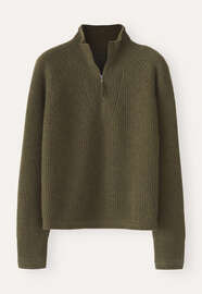 Pullover mit Frontrei&szlig;verschluss, Tannengr&uuml;n, webstill