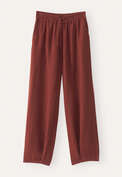 Schmal zulaufende Schlupfhose, Chilibraun, webstill