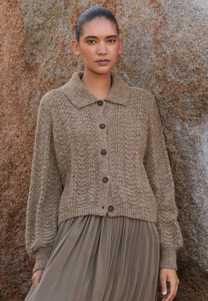 Pointelle-Cardigan, Taupe-Braun, completeTheLook