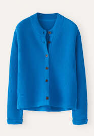 Cardigan im Korbmuster, Zartes Pfauenblau, webstill