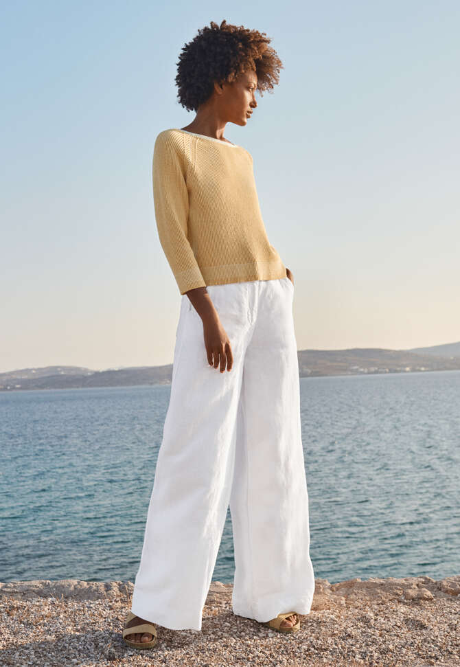 Zweifarbiger Rippstrick-Pullover, Zartes Gelb, completeTheLook