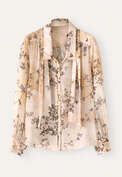 Schluppenbluse mit Print, Pfirsichrosa, webstill