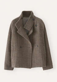 Karierte Jacke, Dunkles Taupe, webstill