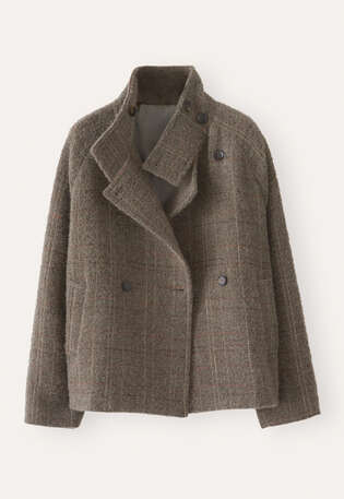 Karierte Jacke, Dunkles Taupe, webstill