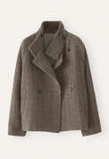 Karierte Jacke, Dunkles Taupe, webstill
