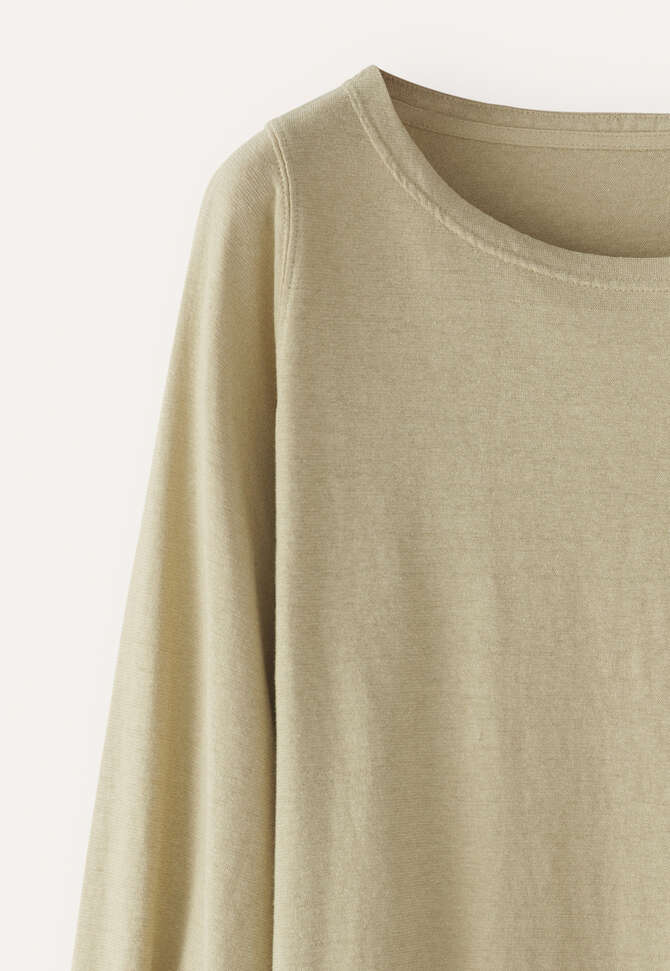Jersey-Oberteil mit gefaltetem &Auml;rmelabschluss, Blasses Salbeigr&uuml;n, completeTheLook