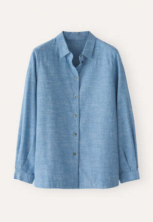 Overshirt mit geschwungenem Saum, Marineblau, webstill