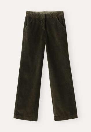 Hose mit weitem Bein, Khakibraun, webstill