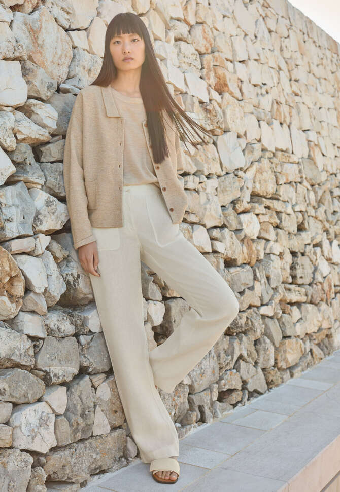 Cardigan mit Kragen, Rehbraun/Himmelblau, completeTheLook