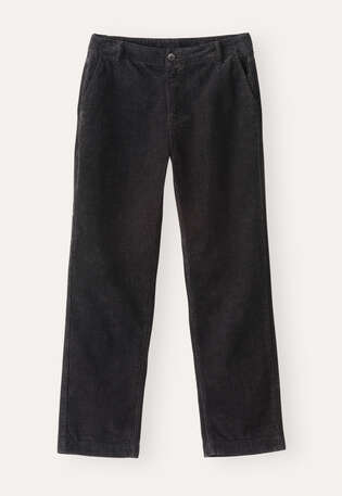 Schmale, k&uuml;rzere Hose, Braun/Kohlschwarz, webstill