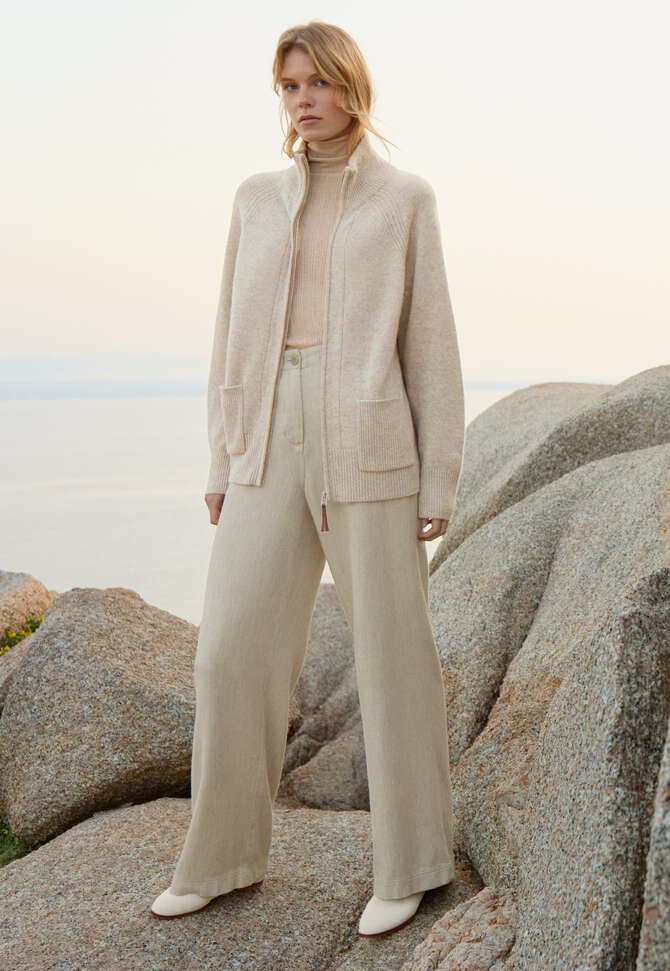 Jacke mit Frontrei&szlig;verschluss, Kiesel, completeTheLook