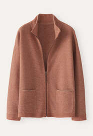 Rei&szlig;verschluss-Strickjacke, Kupfer/Rehbraun, webstill