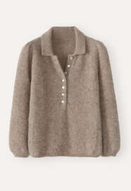 Pullover mit Kragen, Rehbraun, webstill