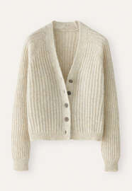 Cardigan mit V-Ausschnitt, Naturstein, webstill