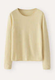 Pullover mit Rundhalsausschnitt, Zitrone/Rehbraun, webstill