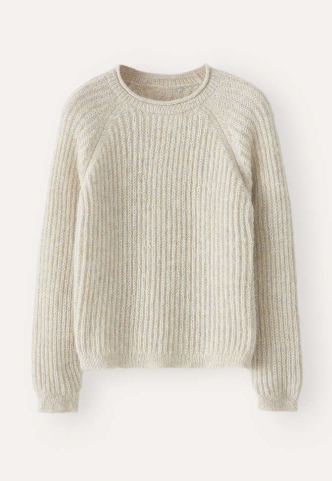 Ripppullover mit Rundhalsausschnitt, Naturstein, completeTheLook