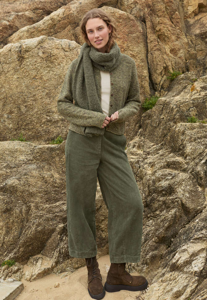 Cardigan im Perlmuster, Waldgr&uuml;n, completeTheLook