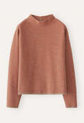 Pullover mit Trichterkragen, Kupfer/Rehbraun, webstill