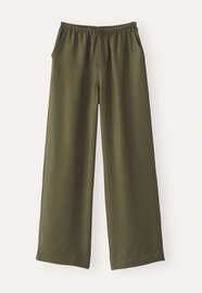 Tunnelzughose mit weitem Bein, Dunkles Khaki, webstill