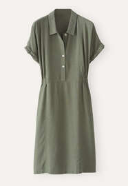 Kurzes Kleid mit Kragen, Khakigr&uuml;n, webstill