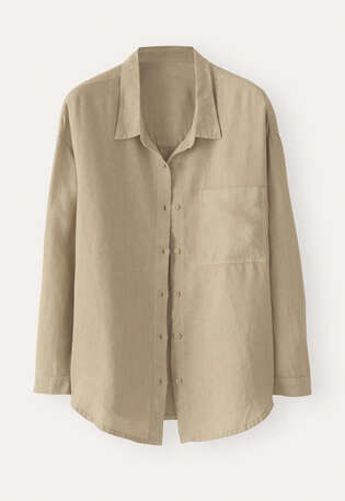 Overshirt aus Leinen, Gewaschenes Farngr&uuml;n, webstill