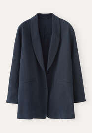 Langer Blazer, Tintenschwarz, webstill