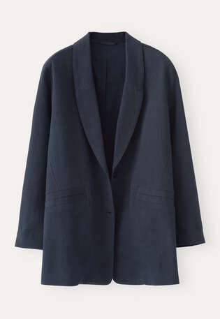Langer Blazer, Tintenschwarz, webstill