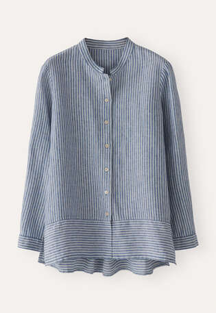 Gestreifte Bluse, Indigo/Creme, webstill