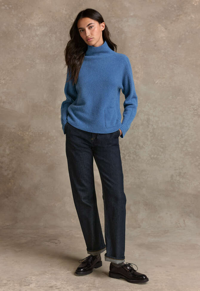 Pullover mit Dolman-&Auml;rmeln, Zartes Indigo, completeTheLook