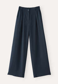 Elegante Hose mit weitem Bein, Aquamarintinte, webstill