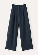 Elegante Hose mit weitem Bein, Aquamarintinte, webstill