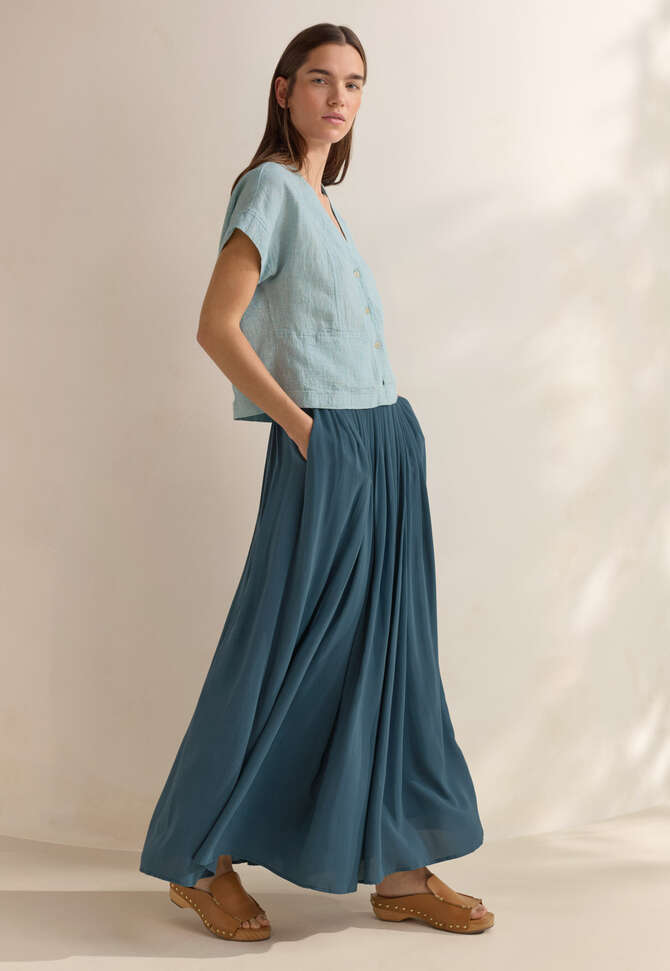 Langer Faltenrock, Petrolblau, completeTheLook