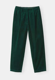 Bundfaltenhose, Dunkles Flaschengr&uuml;n, webstill