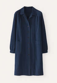 Gestreiftes Hemdblusenkleid, Dunkelblau, webstill