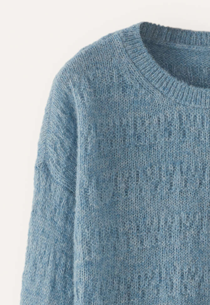 Pullover mit strukturierten Streifen, Denimblau, completeTheLook