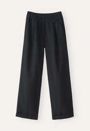 Hose mit weitem Bein, Grauschwarz, webstill