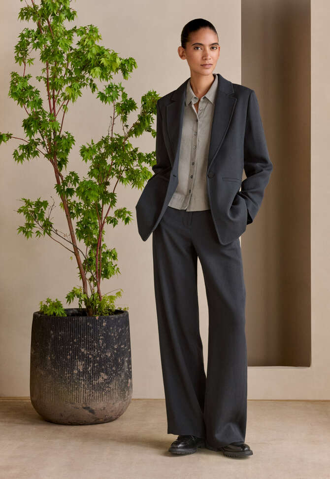 Bluse mit geschwungenen &Auml;rmeln, Taupegrau, completeTheLook