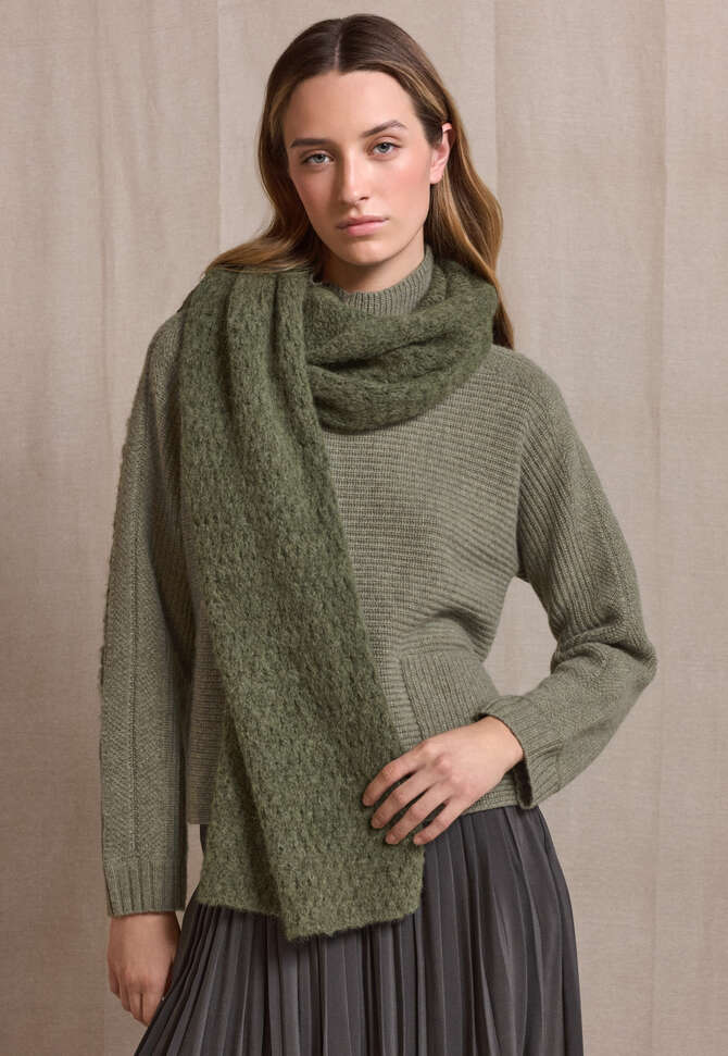Offenmaschiger Strickschal, Moos, completeTheLook