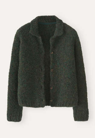 Cardigan mit Kragen, Dunkles Waldgr&uuml;n, webstill