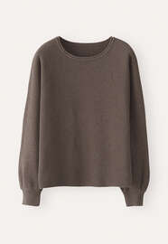 Perlmuster-Dolman-Pullover, Nussbraun, webstill