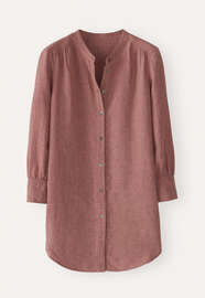 Lange Bluse mit geschwungenem Saum, Zartes Mahagoni, webstill