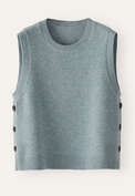 &Auml;rmelloser Pullover, Blasses Ozeanblau, webstill